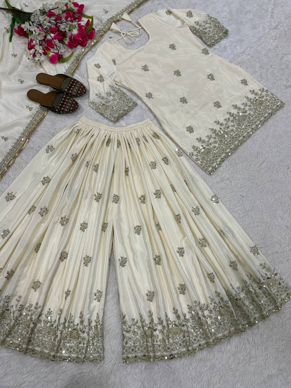 The Cinematic Cream Embellished Suit